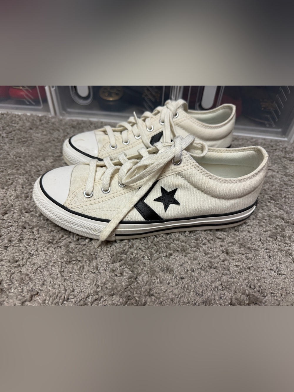 Kids Low-Top Converse star player Sneakers with ivory with Black Star size 3.5